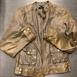 Bloomingdale’s Aqua Moto Brown Leather Jacket S